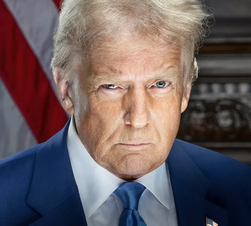 Foto oficial de Donald Trump para o segundo mandato como presidente dos Estados Unidos • Divulgação